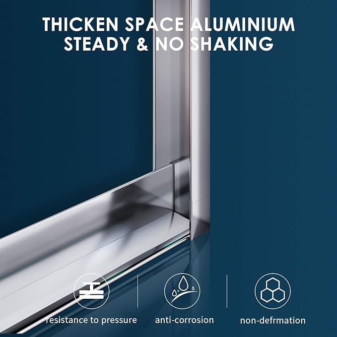 SUNNY SHOWER Doors Glass Sliding Semi-Frameless Shower Glass Door, 1/4" Clear - Image 5