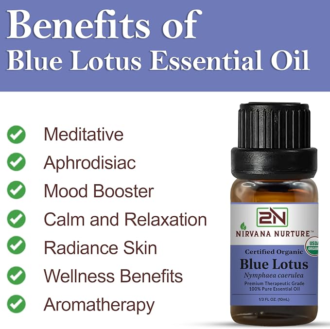 Blue Lotus Essential Oil USDA Certified Organic, 100% Pure Natural Premium Grade - Image 3
