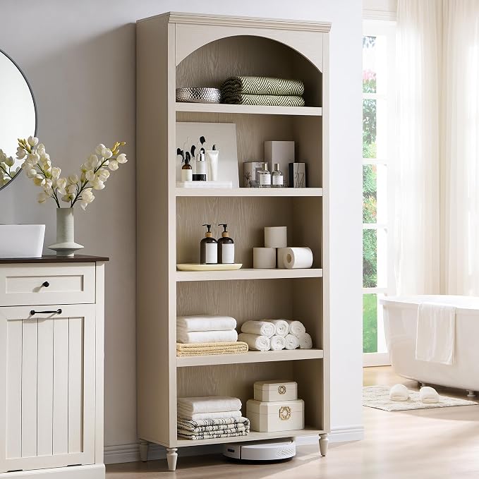 76" Tall Arched Bathroom Storage Cabinet, 5 Tiers Large Farmhouse Arched by IFBUYFarmhouseFurniture