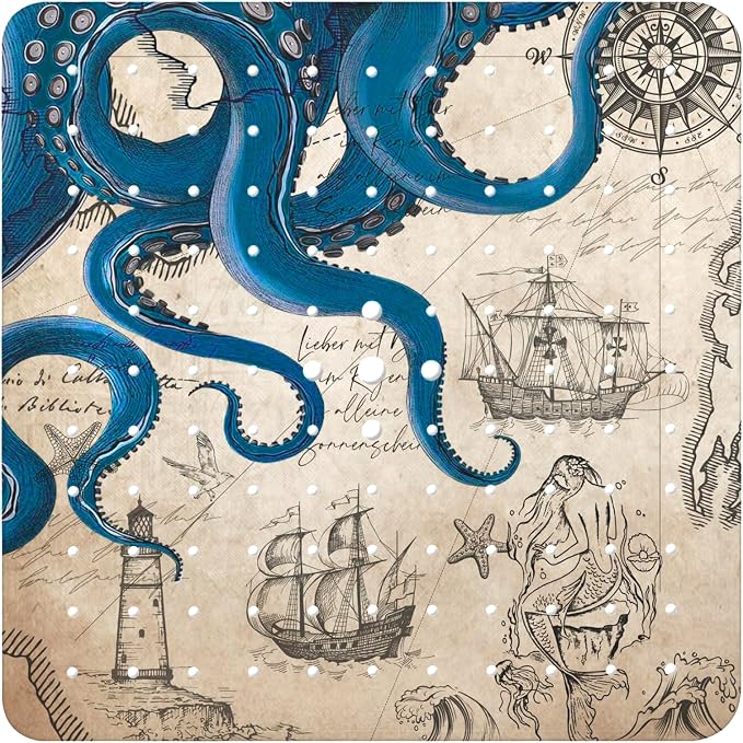 Bathtub Mat Non Slip, Octopus Square Bath tub Mat Shower Floor Mat by BathtubMat