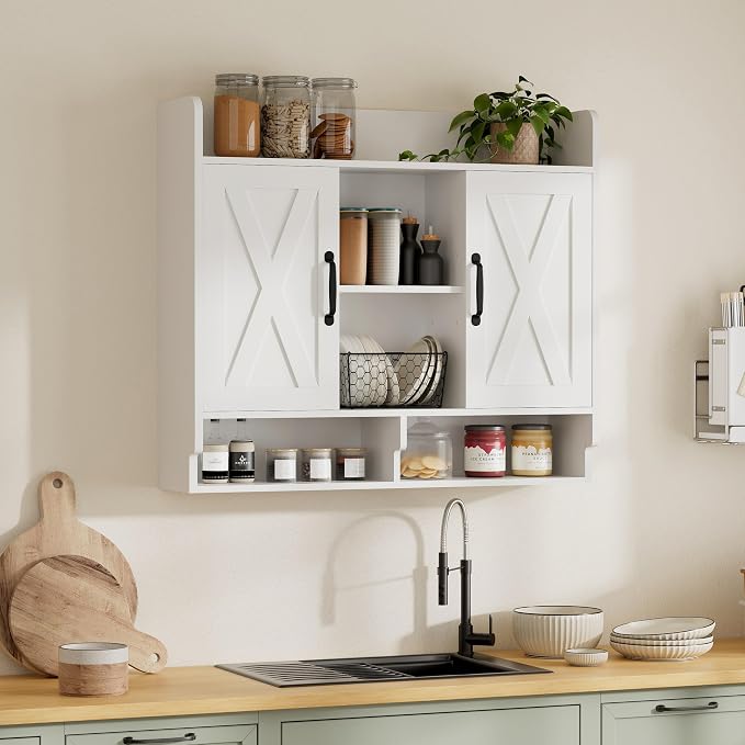 White Bathroom Wall Cabinet, Wall Mount Storage Cabinet, Floating Medicine - Image 6