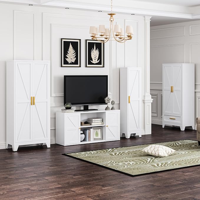 Metal Storage Cabinet with 2 Barn Doors, Farmhouse Sideboard Buffet Cabinet - Image 8
