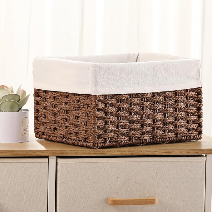 Vagusicc Wicker Basket, Decorative Rectangle Wicker Storage Basket Bins - Image 7
