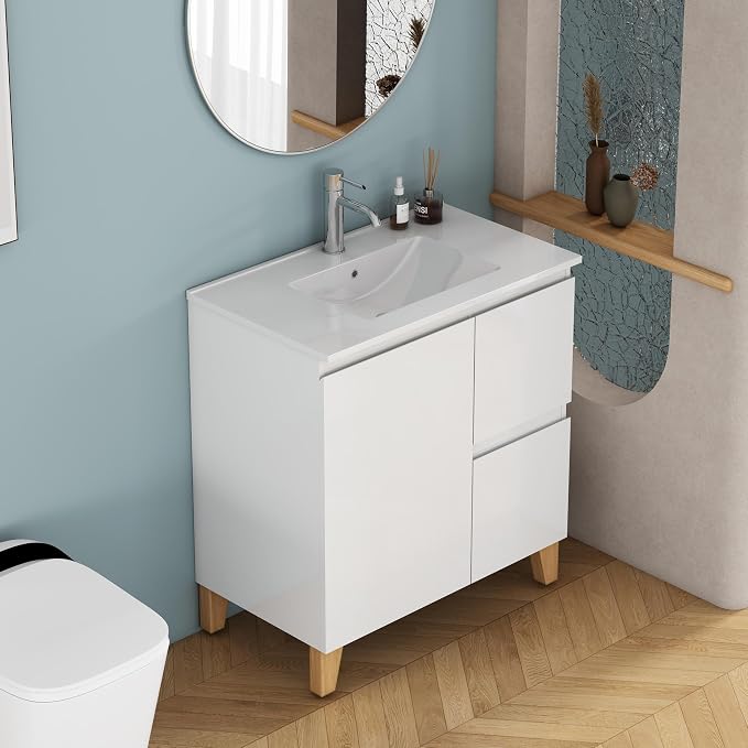 31.5-Inch Bathroom Vanity with Ceramic Sink Combo, Freestanding Modern Bathroom - Image 4