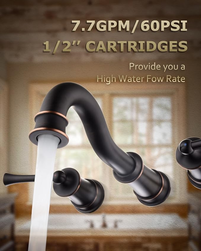 Roman Bathtub Faucet Wall Mount Widespread Tub Filler - Image 3