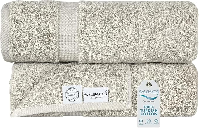 SALBAKOS 100% Turkish Cotton Extra Large Bath Sheet Set of 2 35x70 inch | by SALBAKOS