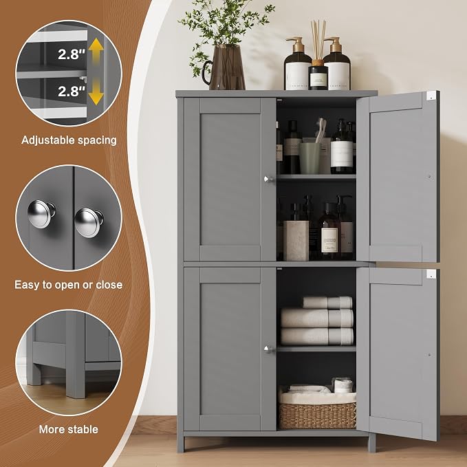 Nuturelly Bathroom Floor Storage Cabinet, Bathroom Organizers and Storage - Image 3