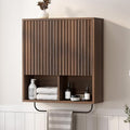Bathroom Wall Cabinet, Fluted Wooden Medicine Cabinet Storage by EYYTHUNG