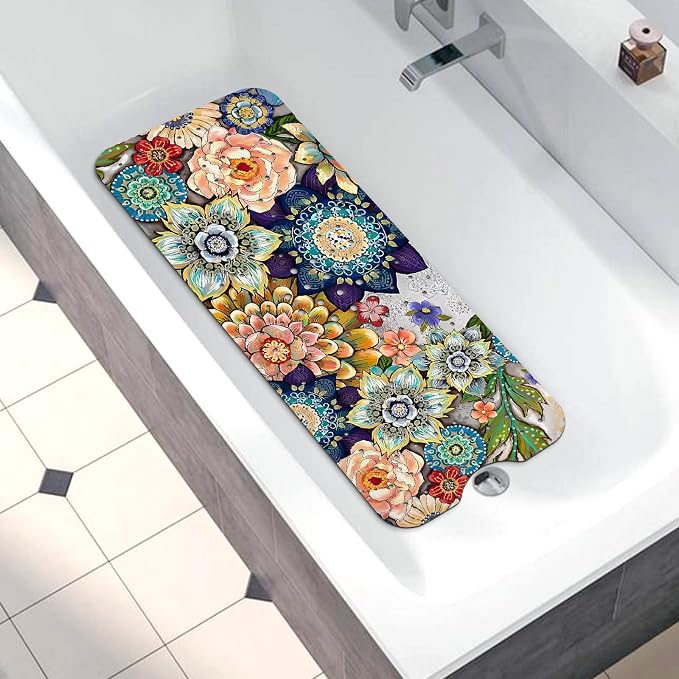 Bathtub Mat Non Slip, Bohemia Extra Long Bath tub Mat Shower Floor Mat - Image 5