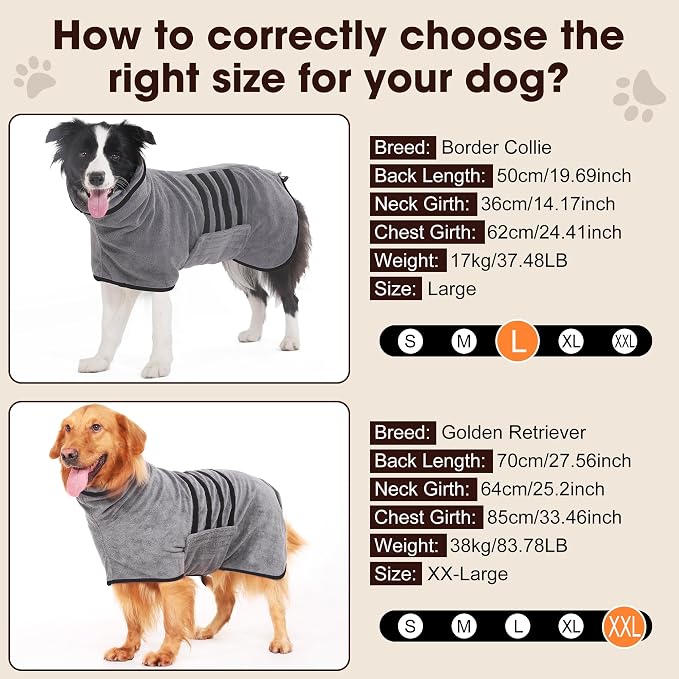 Microfibre Dog Bathrobe Dog Towel Wrap Super Absorbent Dog Drying Coat Bath Robe - Image 5
