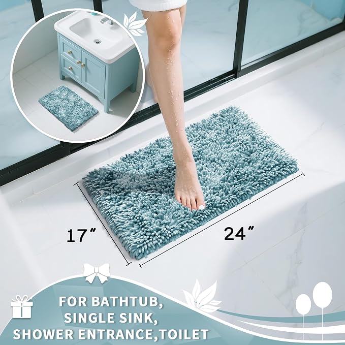 Yimobra Chenille Bathroom Rugs Non Slip, Extra Thick Soft Absorbent Bath Rug - Image 2