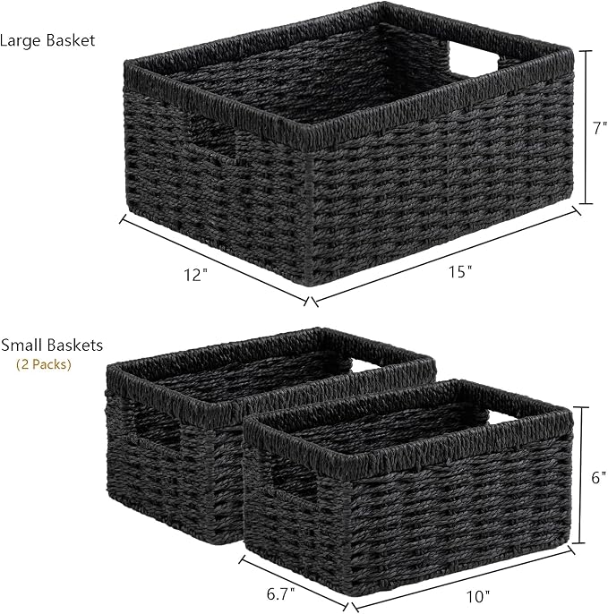 Vagusicc Wicker Storage Basket, Hand-Woven Paper Rope Storage Baskets - Image 2