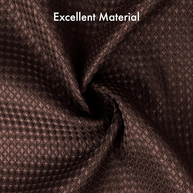 AmazerBath Brown Shower Curtain Waffle Textured, Fabric Shower Curtain Thick - Image 3