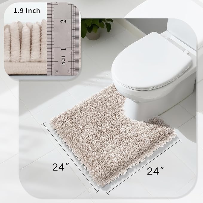 Yimobra Toilet Rugs U Shaped Washable, Extra Thick Soft Absorbent Chenille - Image 2