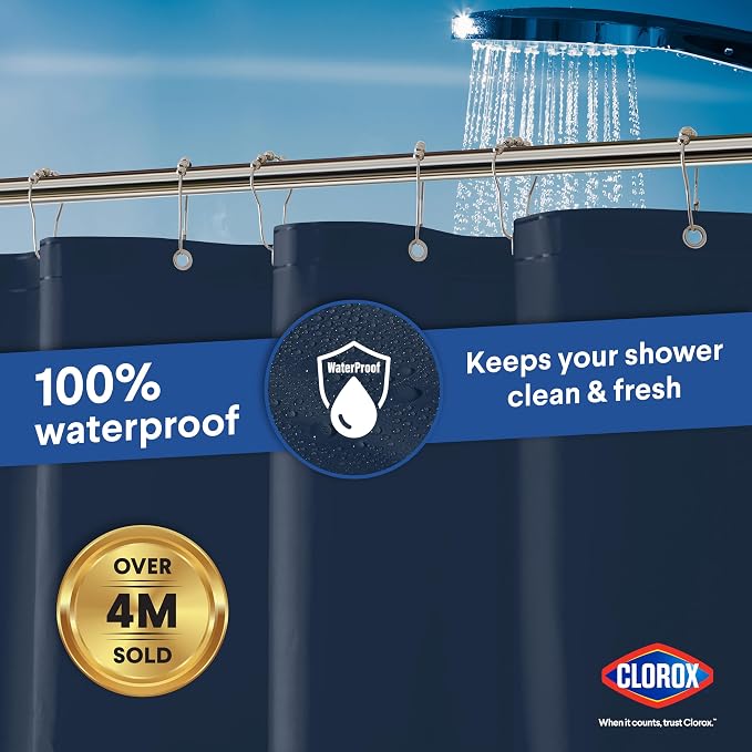 CLOROX Shower Curtain Liner, Premium Colored Medium-Weight Durable Waterproof - Image 6