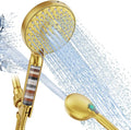Filtered Shower Head with Handheld, High Pressure 9 Spray Mode Brushed Gold by SRSUNRISE