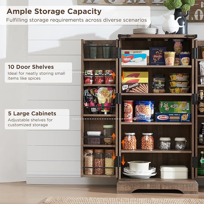 ACCOHOHO 47" Kitchen Pantry, Farmhouse Storage Cabinet - Image 4