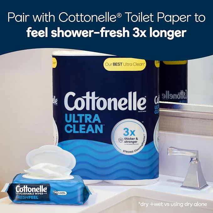 Cottonelle Fresh Feel Flushable Wet Wipes, Adult Wet Wipes, 8 Flip-Top Packs - Image 7