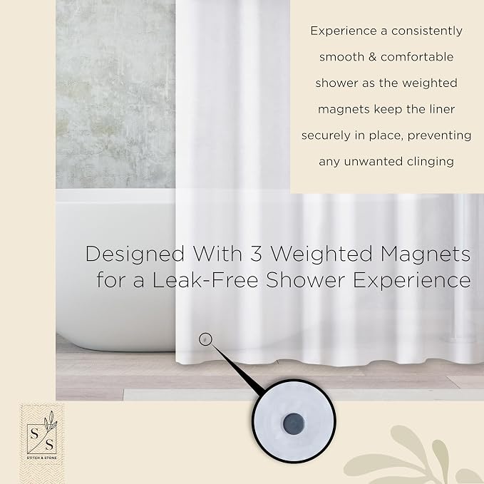 Stitch & Stone Shower Curtain Liner, Premium Heavyweight Durable Waterproof 8g - Image 7
