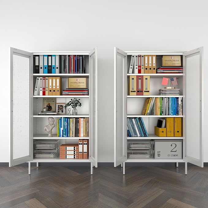 COFaR Modern Mesh Storage Cabinet, Free Standing Tall Pantry, Cupboard Metal - Image 6