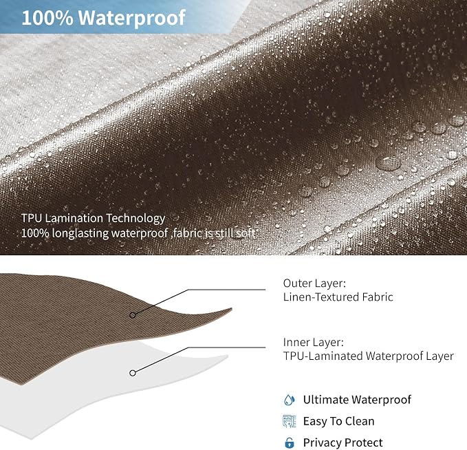 2-in-1 Waterproof Fabric Shower Curtain or Liner, Linen Textured, Breathable - Image 5