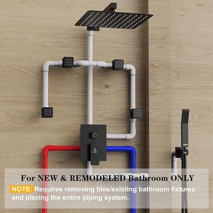 Shower System 12IN Modern Rain Brass Faucet Set - Image 7