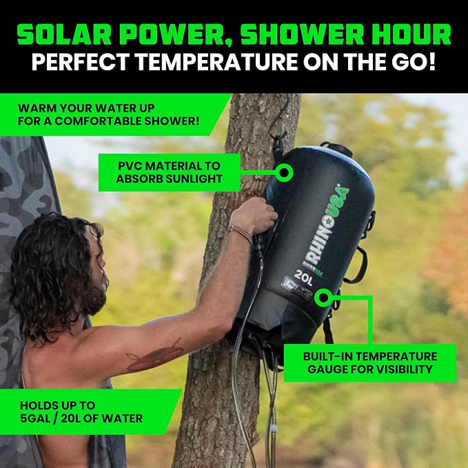 Rhino USA 5 Gal / 20L Portable Solar Camp Shower - Image 2