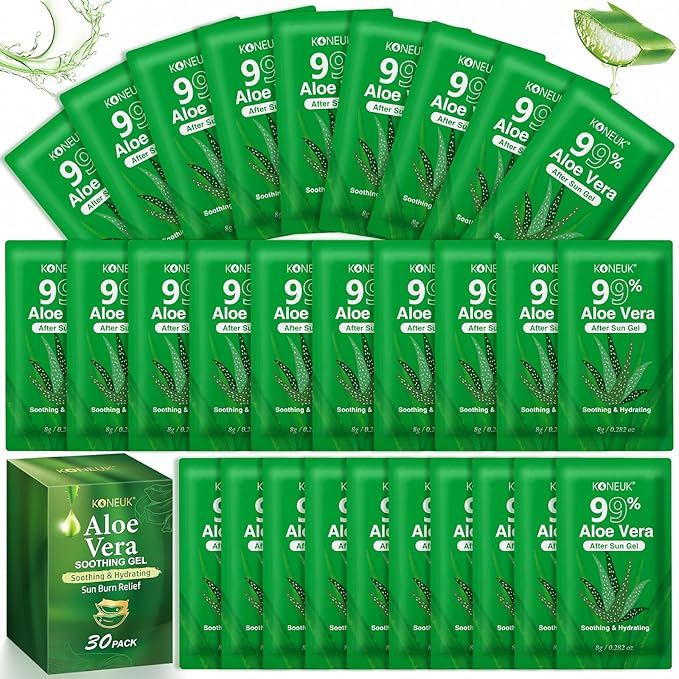 30 Pack Aloe Vera Gel for Face, Sunburn Relief, 99% Pure Aloe Vera Gel for by Unknown