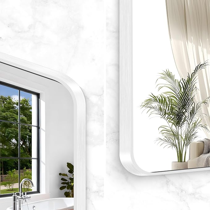BONEWEI White Bathroom Mirror, 55x36 inch Wall Mirror - Image 8