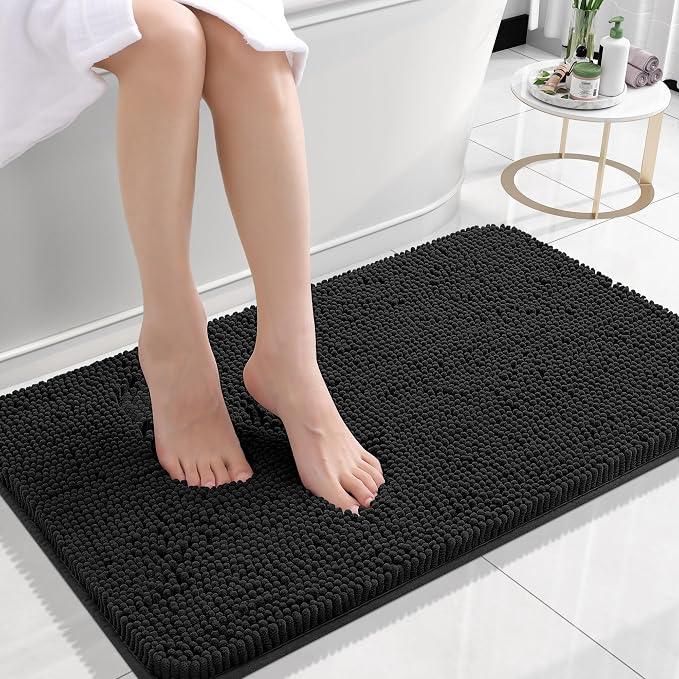 OLANLY Bathroom Rugs 30x18, Extra Soft Absorbent Chenille Bath Rugs, Rubber by OLANLY