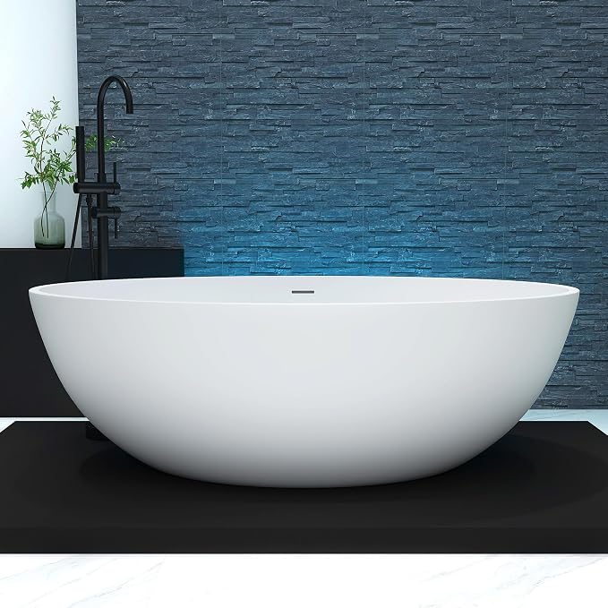 67'' Freestanding Soaking Bathtub Stone Resin Deep Bathtub Modern Bathtub Deep by MEDUNJESS