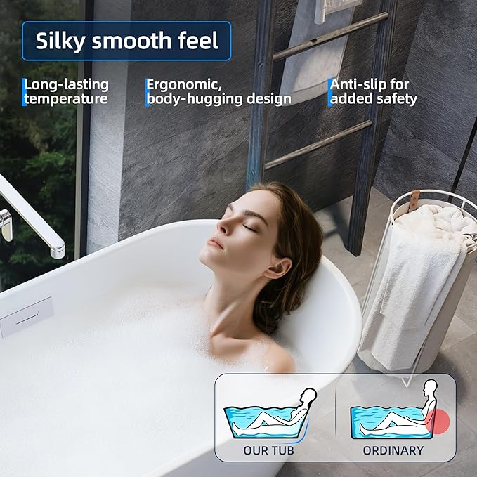 67 Inch Freestanding Bathtub, Acrylic Soaking Bathtub - Image 6