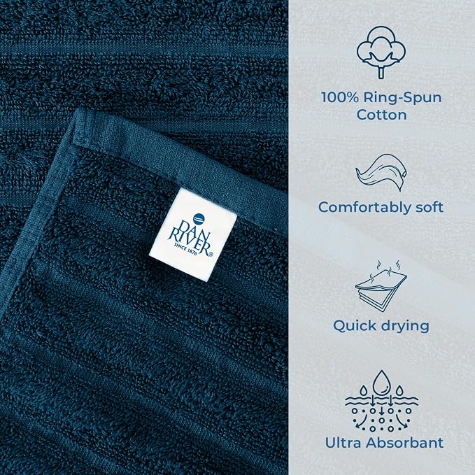 DAN RIVER Pack of 2 Bath Sheet 35x70 Inches, Big Towels Oversized Extra Ribbed - Image 3