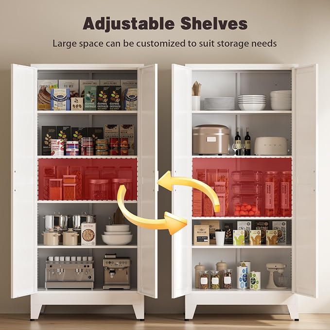 71” Tall Pantry Storage Cabinet, Kitchen Cabinets, Metal Cupboard - Image 6