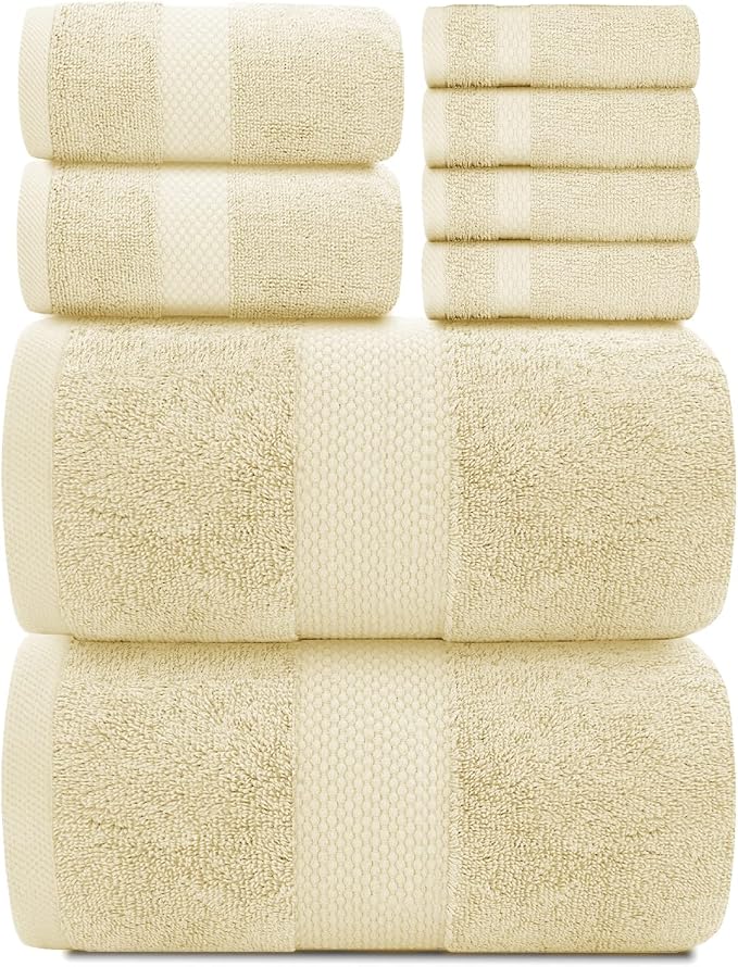 White Classic Luxury Bath Towel Set of 8 Pieces by WhiteClassic