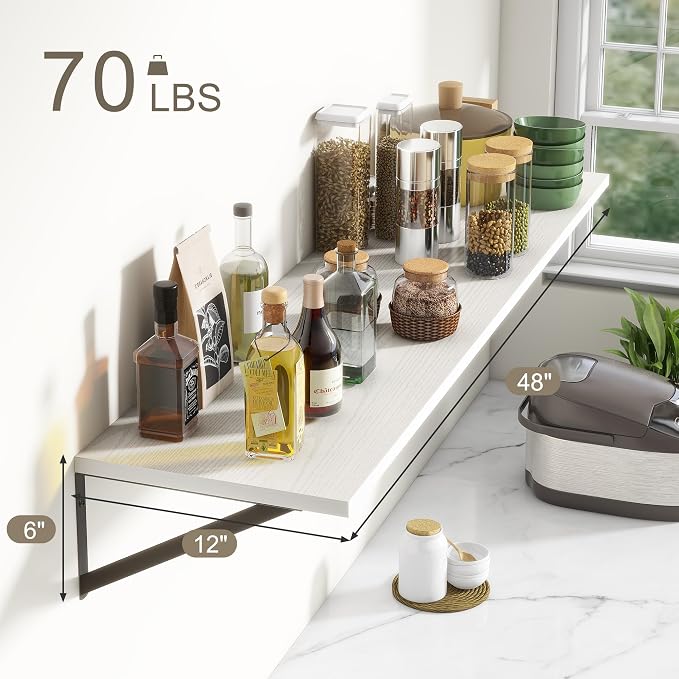 12 Inch Deep Floating Shelves, Deep Wall Shelves Bracket Set of 2, Large - Image 3