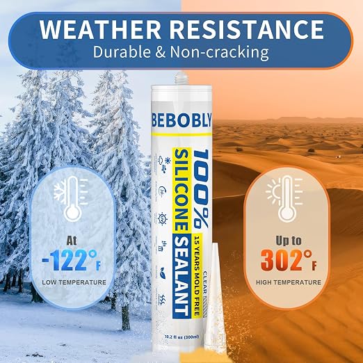Silicone Caulk & Sealant Clear, 100% Waterproof Silicone Sealant, Shrink & - Image 7