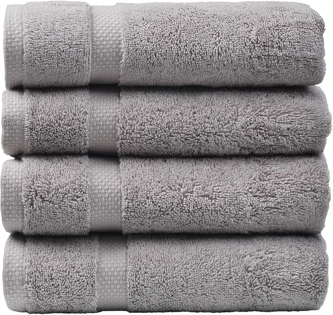SOFE H&L | Olea Luxury Turkish Cotton Hand Towels Set of 4 Cool Gray | Premium by SOFEHomeLiving