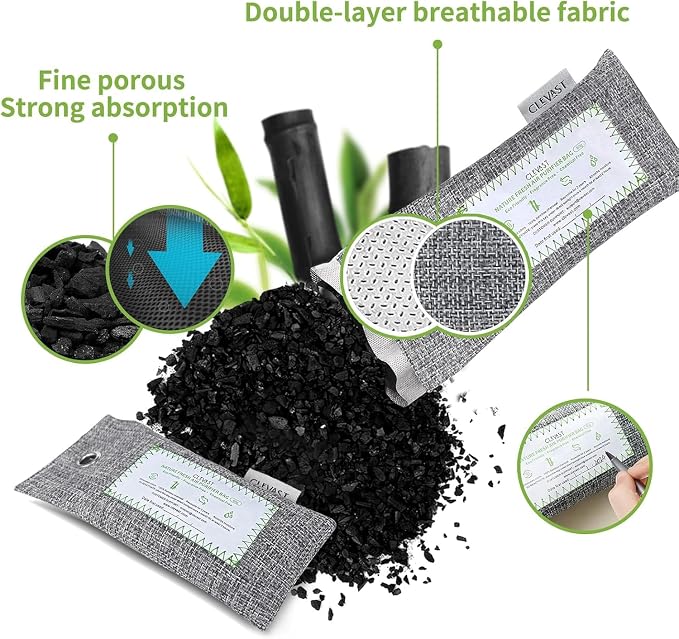 CLEVAST 6 Pack Activated Bamboo Charcoal Air Purifying Bags, Natural Fresh Odor - Image 8