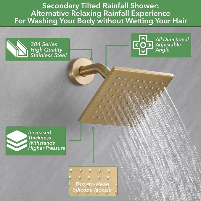 VANFOXLE Shower Faucet Set Brushed Gold Shower System, Shower Faucet - Image 3