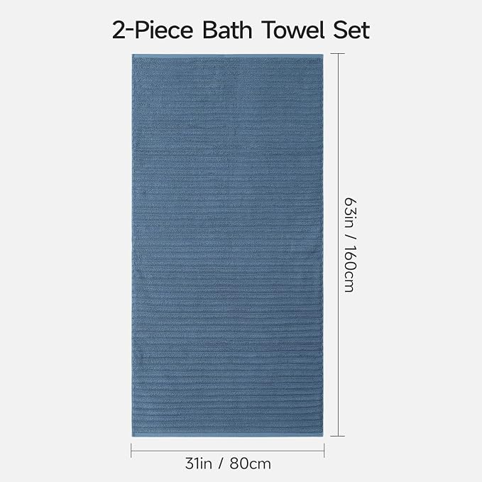 REDKISS 2 Pack Large Bath Towels 31×63 inches, 100% Cotton, Super Soft and - Image 3
