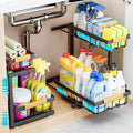 ADBIU Under Sink Organizer, 2 Pack 2 Tier Expandable Height Pulling Out Kitchen by ADBIU