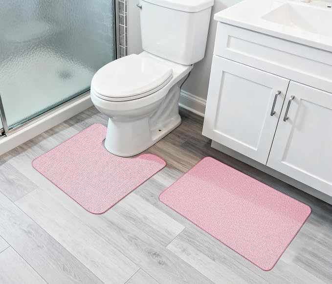 Bathroom Rugs Set 2 Pieces, Thin Bathroom Mats, Toilet Rugs, Quick Dry - Image 6