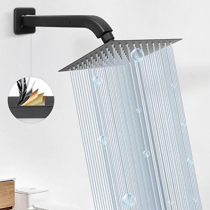 HarJue Shower Arm with Flange and Teflon Tape, Wall Mounted Square Shower Pipe - Image 5