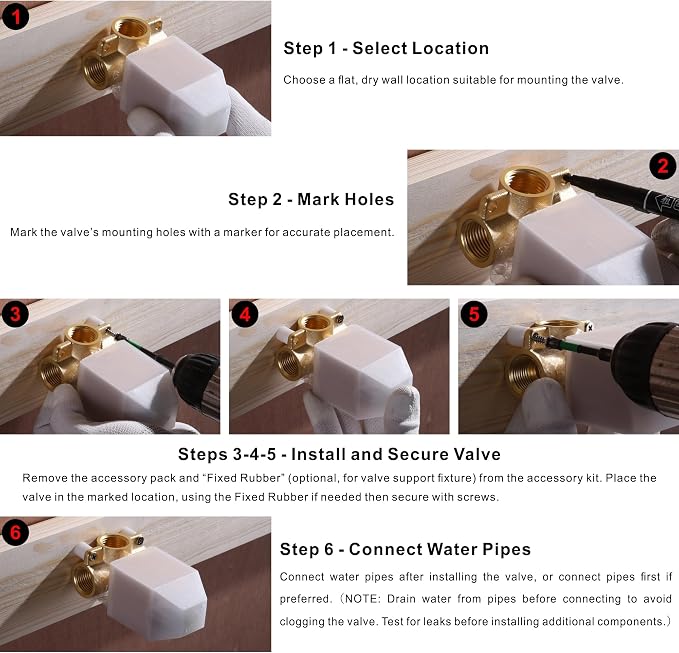 SKOWLL Bathroom Shower Valve Single Function Shower Mixer Valve, Wall Mount - Image 8