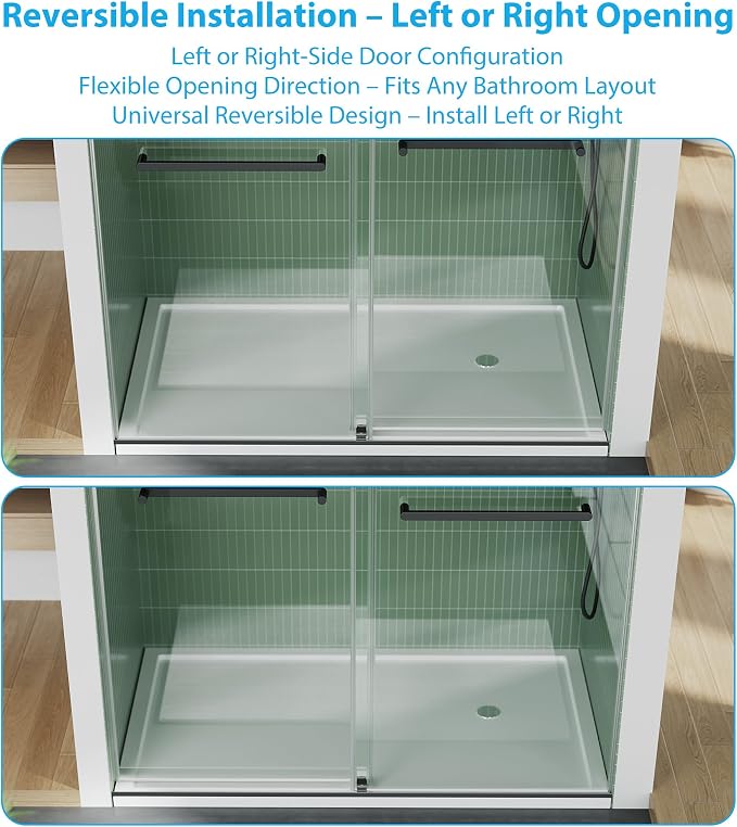 Stainless Steel Sliding Shower Door, 56-60" Adjustable Width x 74" Height - Image 5