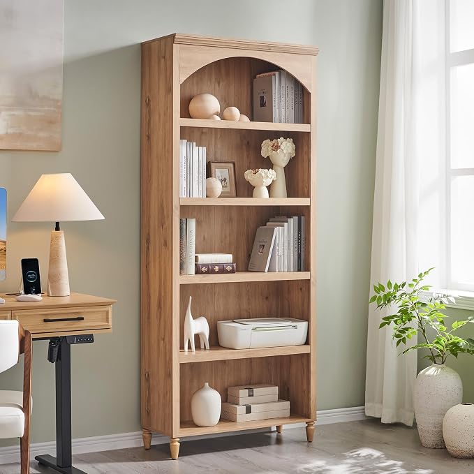 76" Tall Arched Bathroom Storage Cabinet, 5 Tiers Large Farmhouse Arched - Image 5