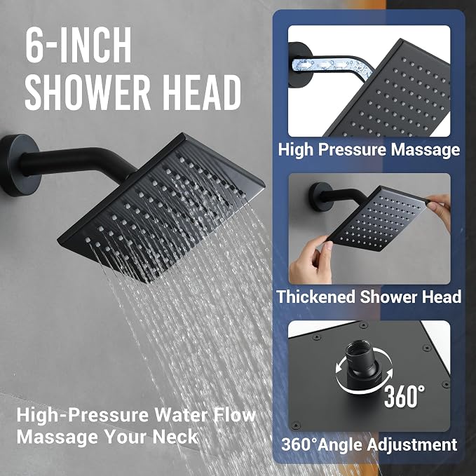 Matte Black Thermostatic Shower System - Image 7