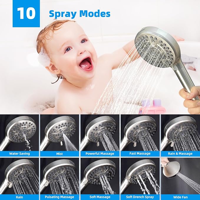 Hibbent All Metal 12'' Filtered Rainfall Shower Head Combo, High Pressure - Image 2