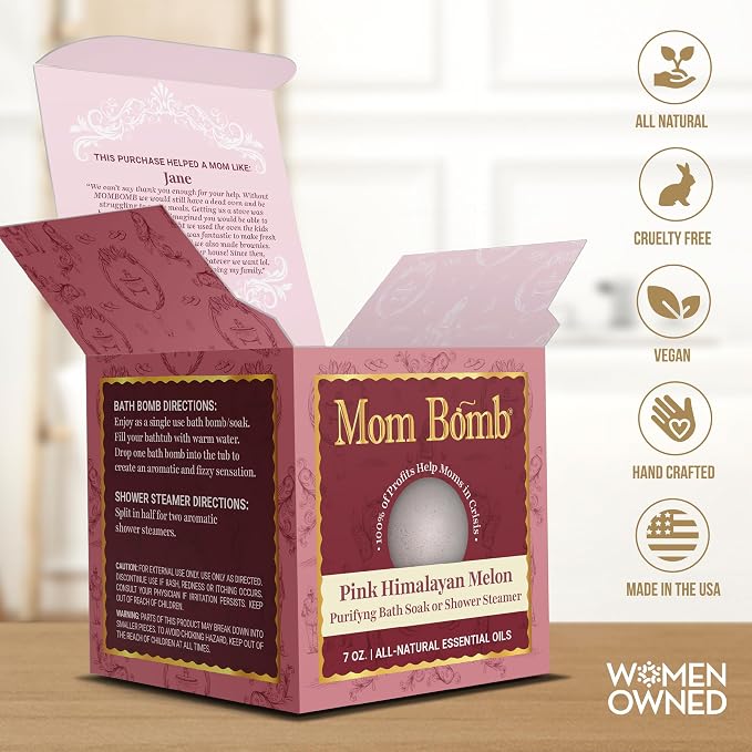 Mom Bomb Pink Himalayan Bath Bomb – Essential Oils, Clean Ingredients – - Image 2